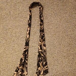 Vintage Silk Floral Black and Tan Women's Scarf